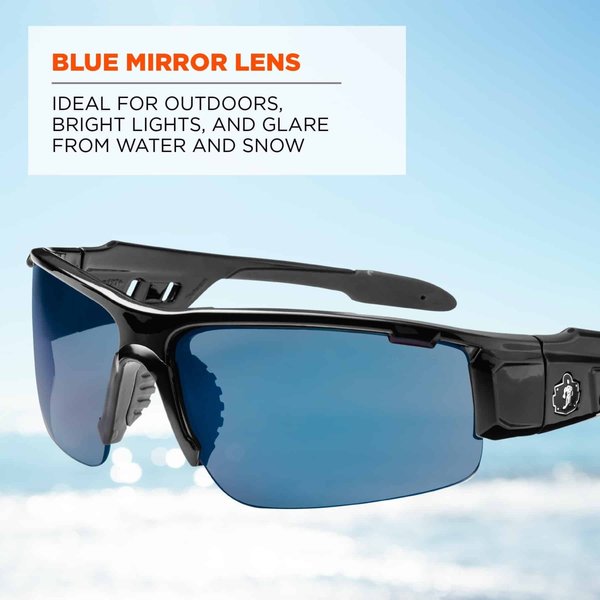 Safety Glasses, Traditional Blue Polycarbonate Lens, Scratch-Resistant