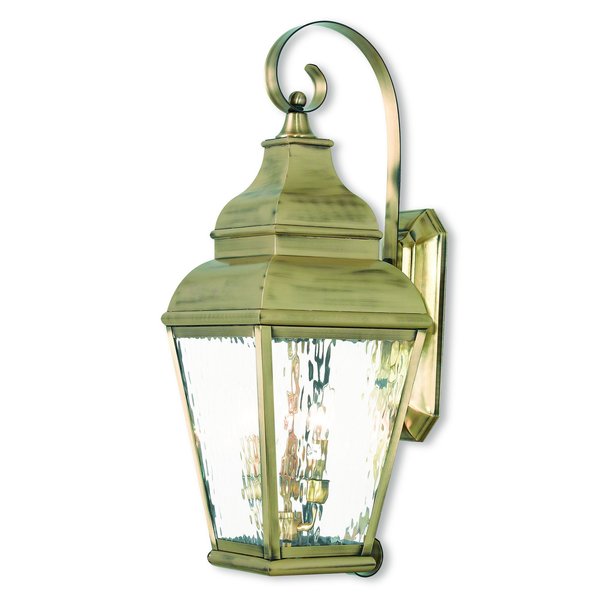 Exeter 3 Light Antique Brass Outdoor Wall Lantern