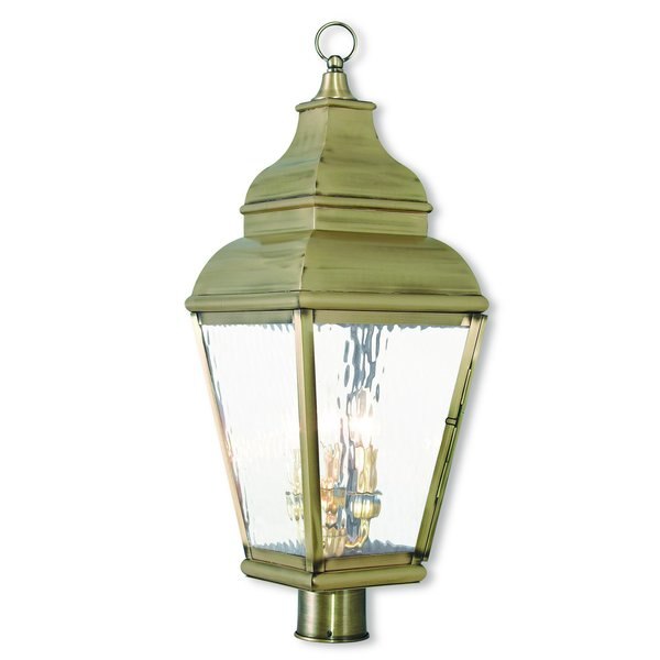 Exeter 3 Light Antique Brass Outdoor Post Top Lantern