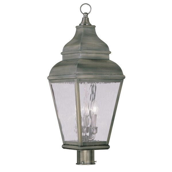 Exeter 3 Light Vintage Pewter Outdoor Po