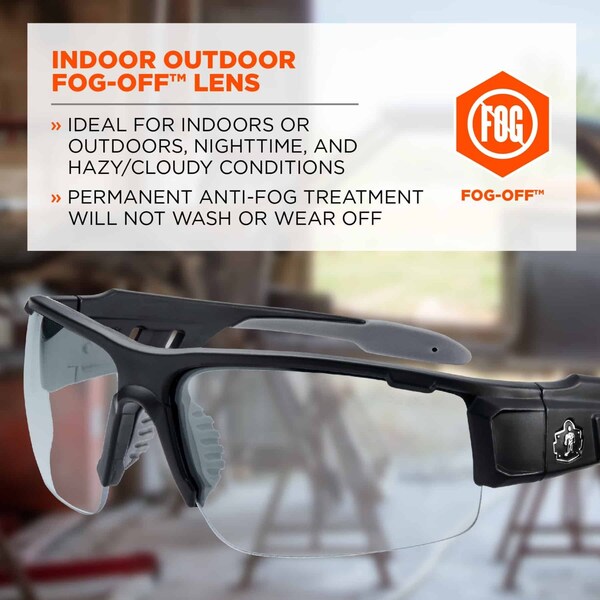 Safety Glasses, Traditional I/O PC Decenter Lens, Anti-Fog, Scratch-Resistant