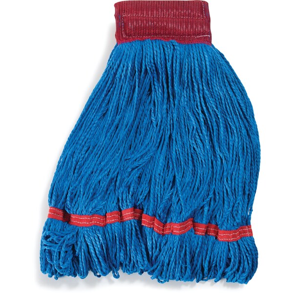 Looped-End Wet Mop, Blue, Microfiber, PK12, 36942014