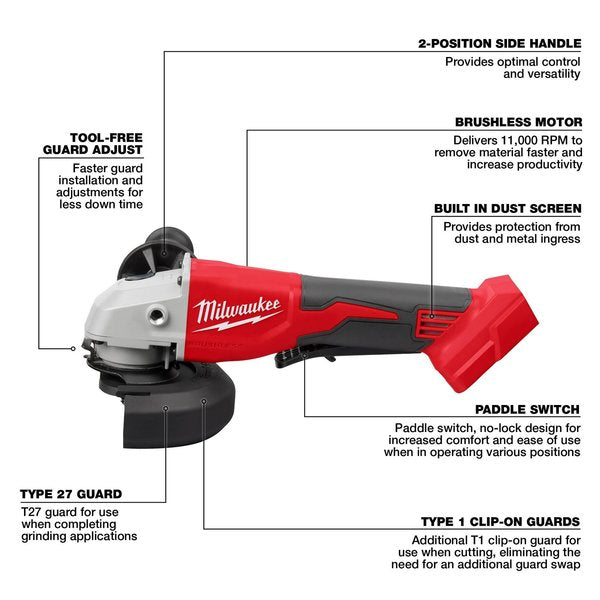 M18 Brushless 4-1/2 in. / 5 in. Cut-Off Grinder with Paddle Switch (Tool Only)
