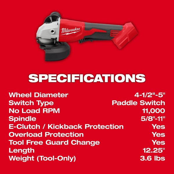 M18 Brushless 4-1/2 in. / 5 in. Cut-Off Grinder with Paddle Switch (Tool Only)