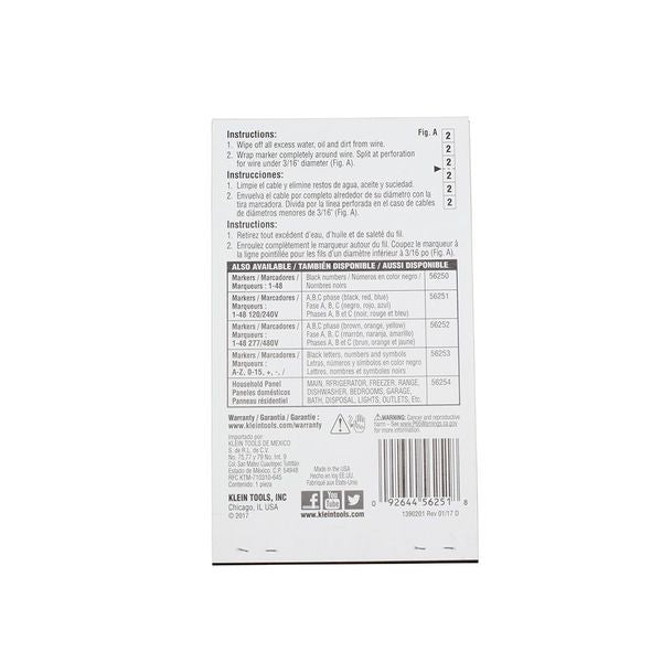Wire Marker Book 120/240V 3 Phase 1-48