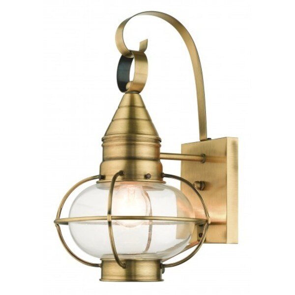 Antique Brass Outdoor Wall Lantern, 1 Lig