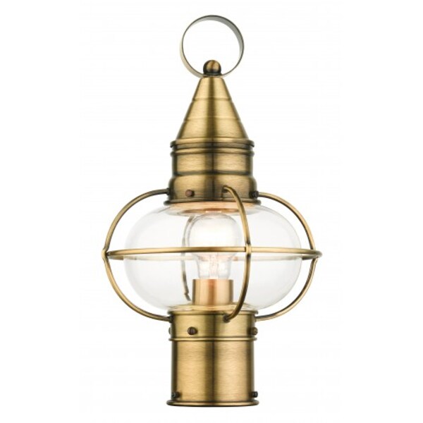 Antique Brass Outdoor Post Top Lantern, 1