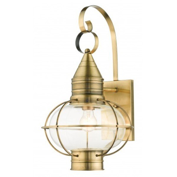 Antique Brass Outdoor Wall Lantern, 1 Lig