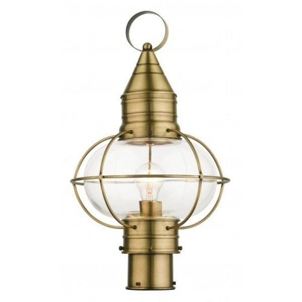 Antique Brass Outdoor Post Top Lantern, 1