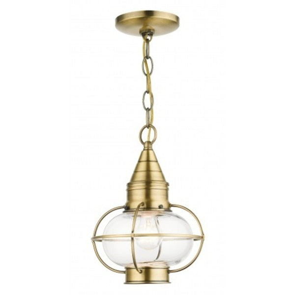 Antique Brass Outdoor Pendant Lantern, 1
