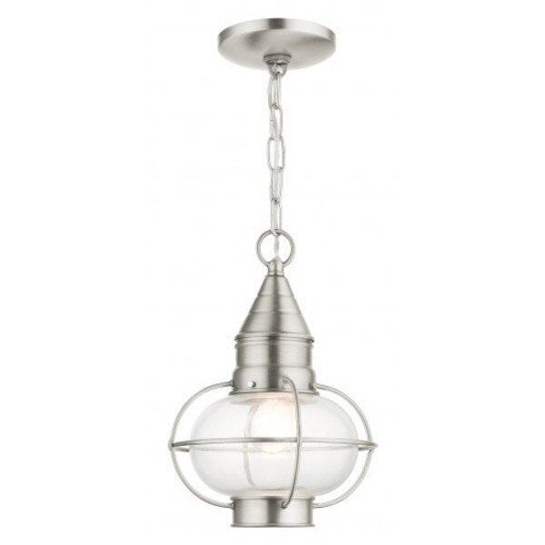 Brushed Nickel Outdoor Pendant Lantern, 1