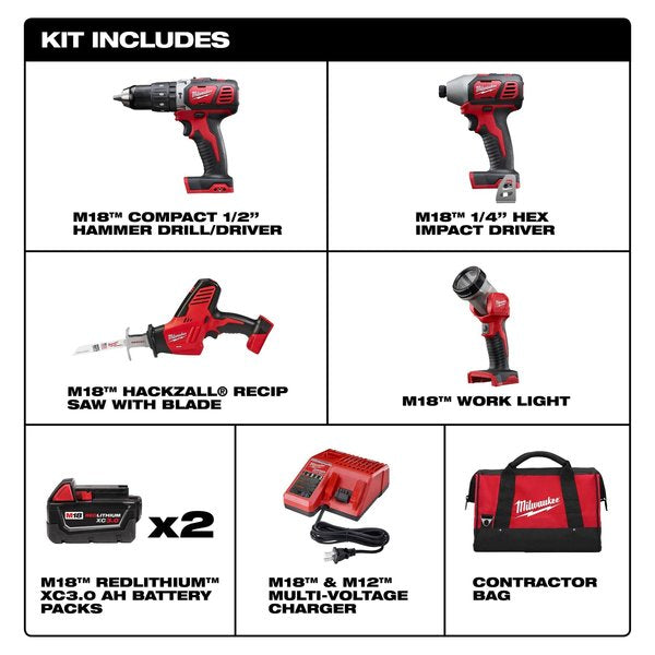 Cordless Combination Kit, 18V, 4 Tools