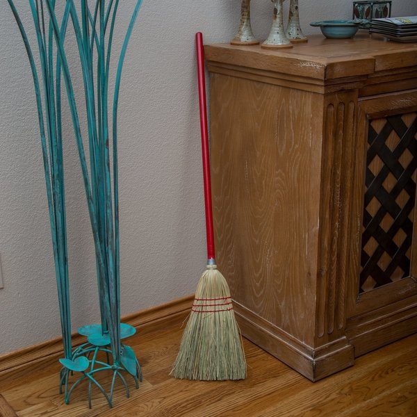 Lobby Broom, 3-Stch w/Blnd Corn, 9#, PK12