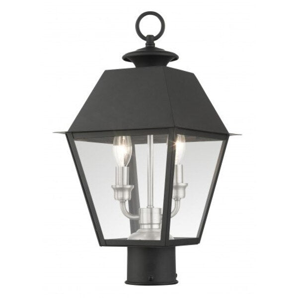 Black Outdoor Post Top Lantern, 2 Light