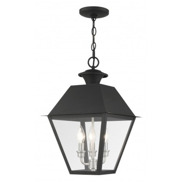 Black Outdoor Pendant Lantern, 3 Light