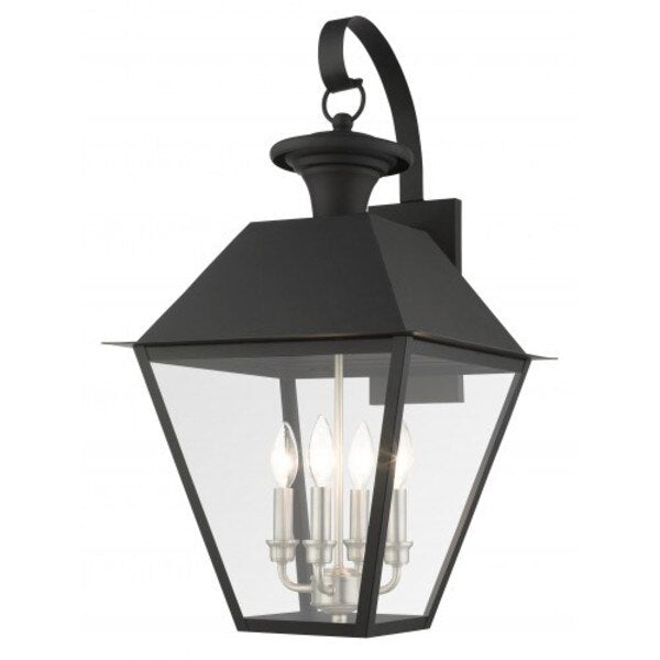 Black Outdoor Wall Lantern, 4 Light