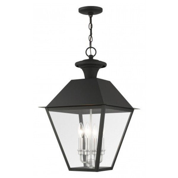 Black Outdoor Pendant Lantern, 4 Light
