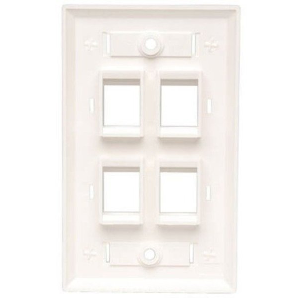 Keystone Face Plate, 4-Port Quad Outlet