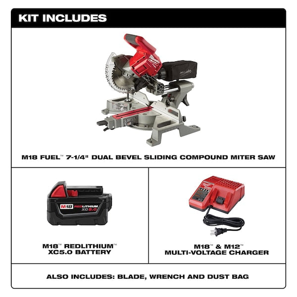 M18 FUEL 7-1/4â Dual Bevel Sliding Compound Miter Saw