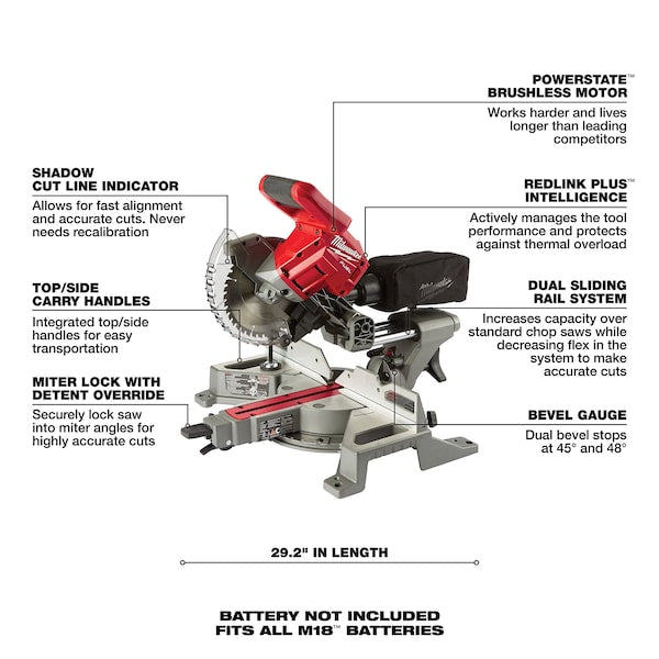 M18 FUEL 7-1/4â Dual Bevel Sliding Compound Miter Saw