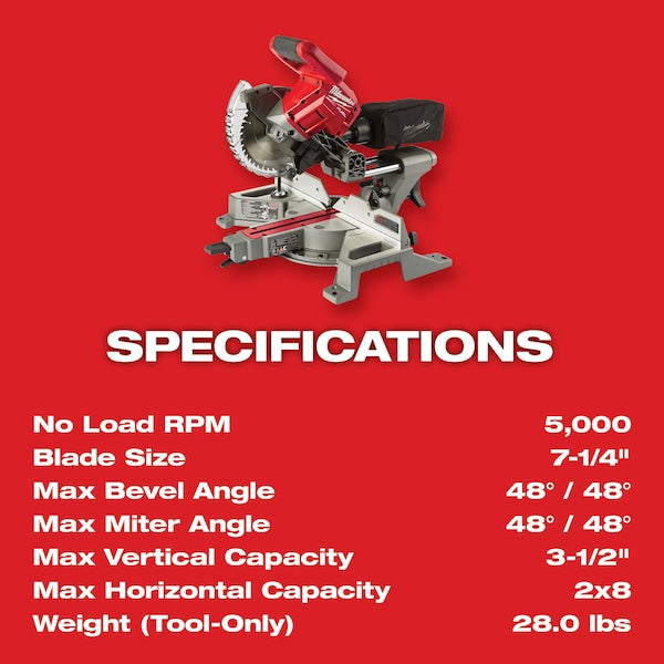 M18 FUEL 7-1/4â Dual Bevel Sliding Compound Miter Saw