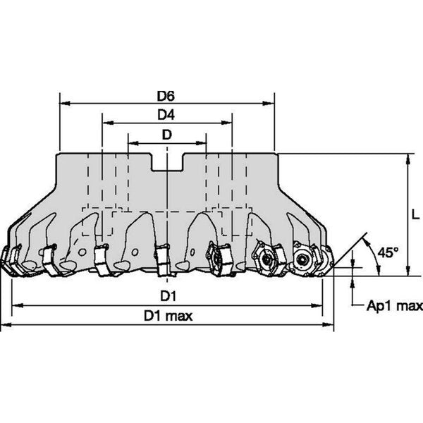 Indexable Face Mill, M1200 Series, High Speed Steel, 4.50mm Depth of Cut