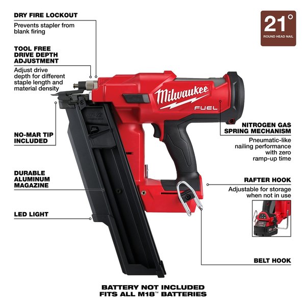 M18 FUEL 21-Degree Framing Nailer (Tool Only)