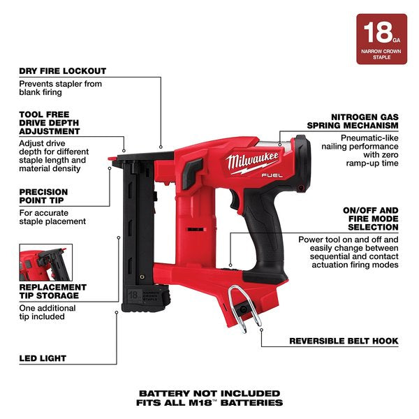 M18 FUEL 18 Gauge 1/4 in. Narrow Crown Stapler (Tool Only)