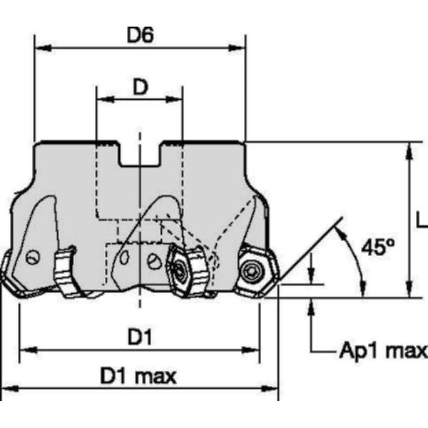 Indexable Face Mill, M1200 Series, High Speed Steel, 3.50mm Depth of Cut