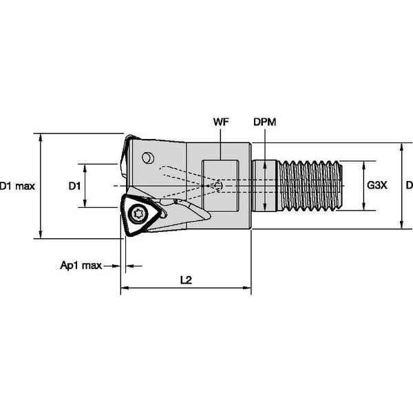 Indexable Profiling End Mill, M370 Series, High Speed Steel, 1.25mm Depth of Cut