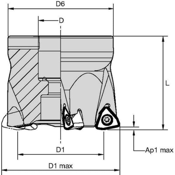 Indexable Face Mill, M370 Series, High Speed Steel, 1.25mm Depth of Cut
