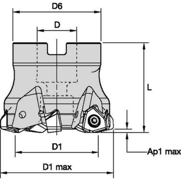 Indexable Face Mill, M370 Series, High Speed Steel, 2.00mm Depth of Cut
