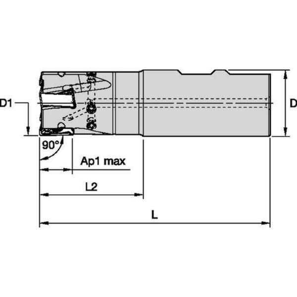 Indexable Square Shoulder End Mill, VSM490-15 Series, High Speed Steel, 15.00mm Depth of Cut