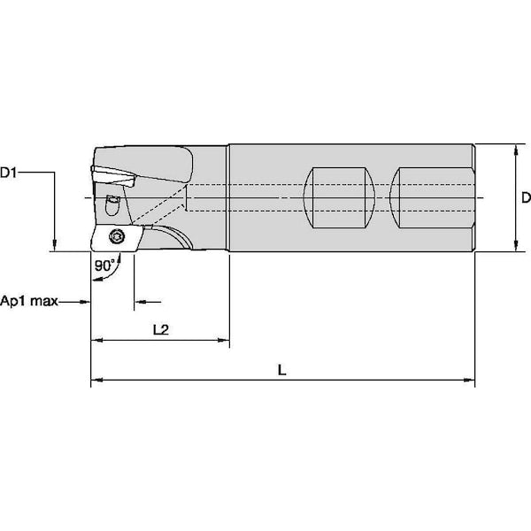 Indexable Square Shoulder End Mill, VSM17 Series, High Speed Steel, 16.20mm Depth of Cut