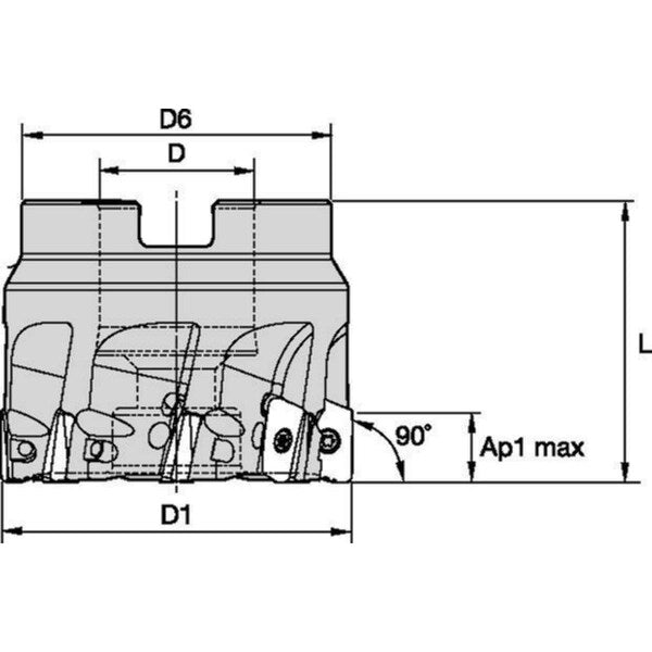 Indexable Face Mill, VSM17 Series, High Speed Steel, 16.10mm Depth of Cut