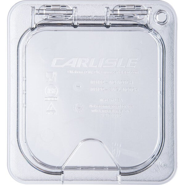 Hinged Univ Lid w/Hndl/Notch, 1/6 Sz, PK6
