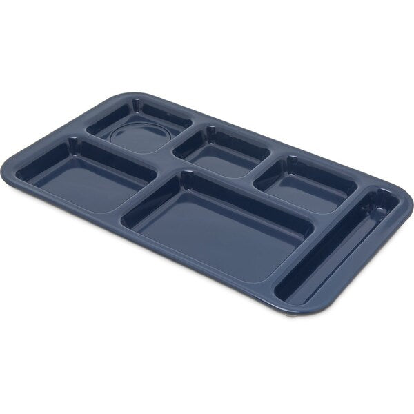 Rt Hand 6-Comp Melamine Tray, Dk Blu, PK12