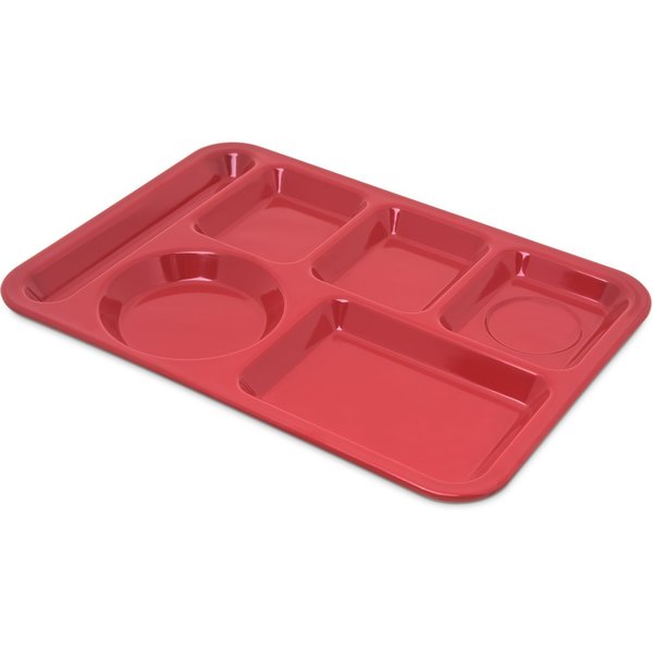 Lt Hand Hvy Wt, 6-Comp Tray, Red, PK12
