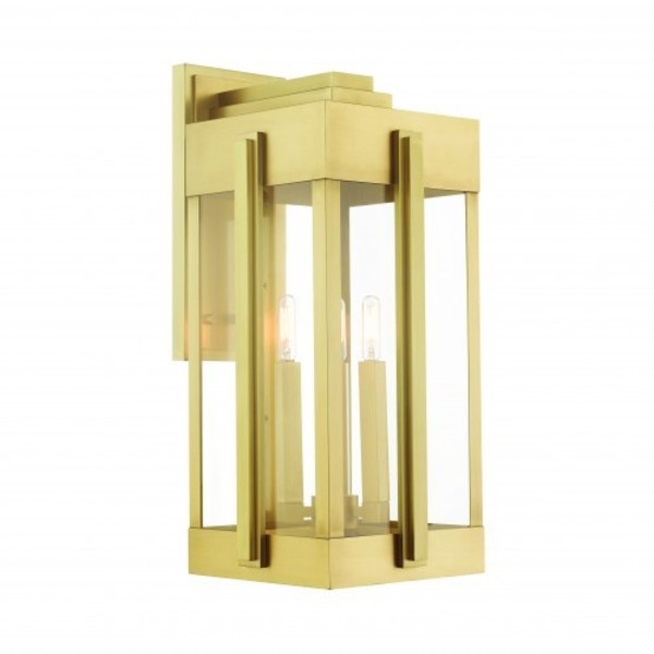 Natural Brass Outdoor Wall Lantern, 3 Lig