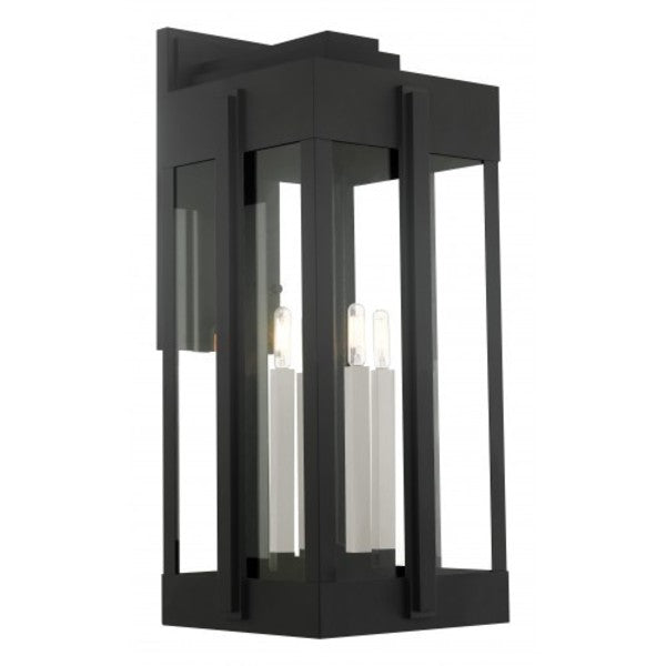 Black Outdoor Wall Lantern, 4 Light