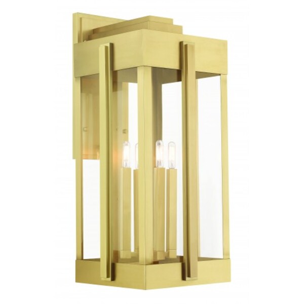 Natural Brass Outdoor Wall Lantern, 4 Lig