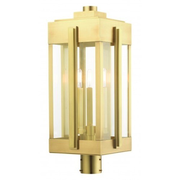 Natural Brass Outdoor Post Top Lantern, 3