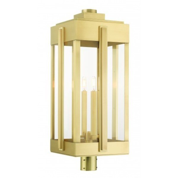 Natural Brass Outdoor Post Top Lantern, 4
