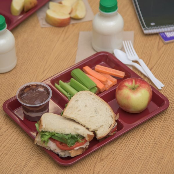 Tray, 4-Compartment, Dark Cranberry, PK12