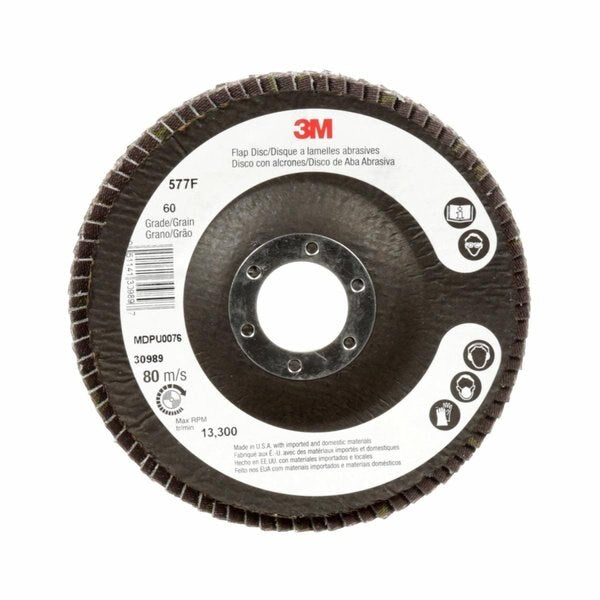 Flap Disc 577F, T27 Giant 7inx7/8 in 36 YF-weight, 5/pk