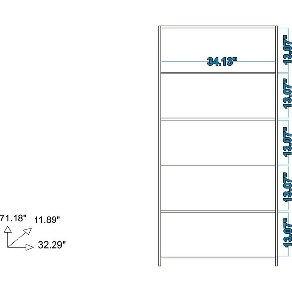 Bookcase 1.0, 5 Shelves, Nut Brown