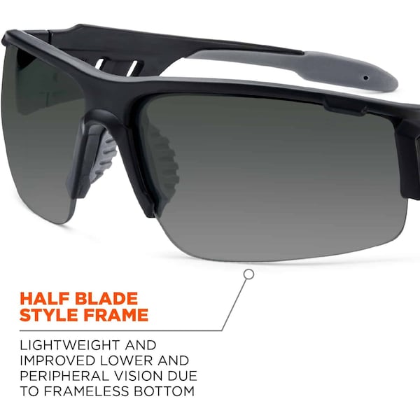 Safety Glasses, Traditional Smoke PC Decenter Lens, Anti-Fog, Scratch-Resistant