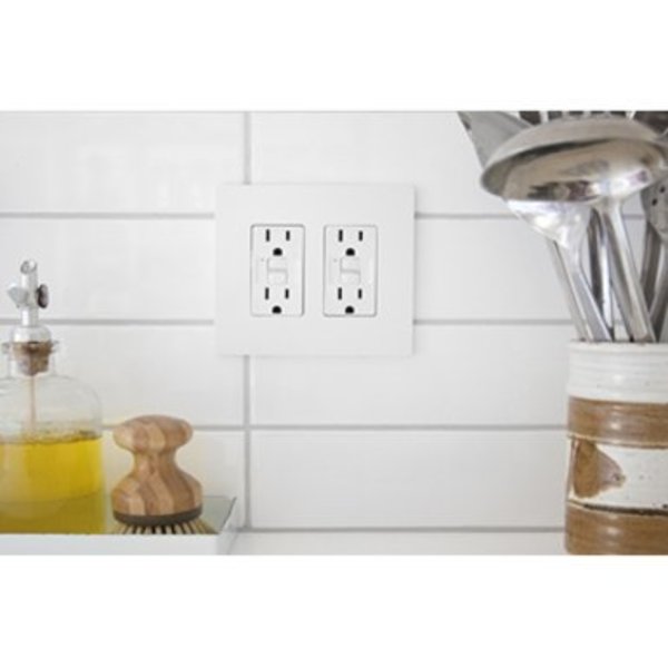 Rocker Wall Plate, Number of Gangs: 2 Plastic, Smooth Finish, White