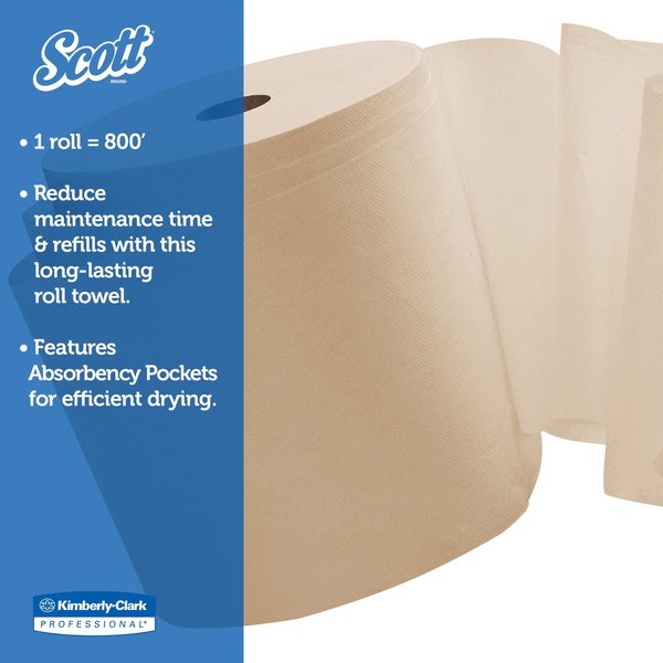 Essential Perforated Roll Paper Towels, 1, Continuous Roll, 800 ft, Natural, 12 PK