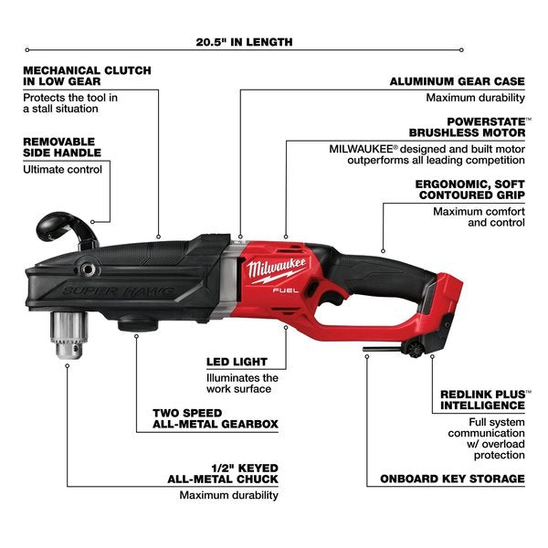 M18 FUEL SUPER HAWG 1/2 in. Right Angle Drill (Tool Only)